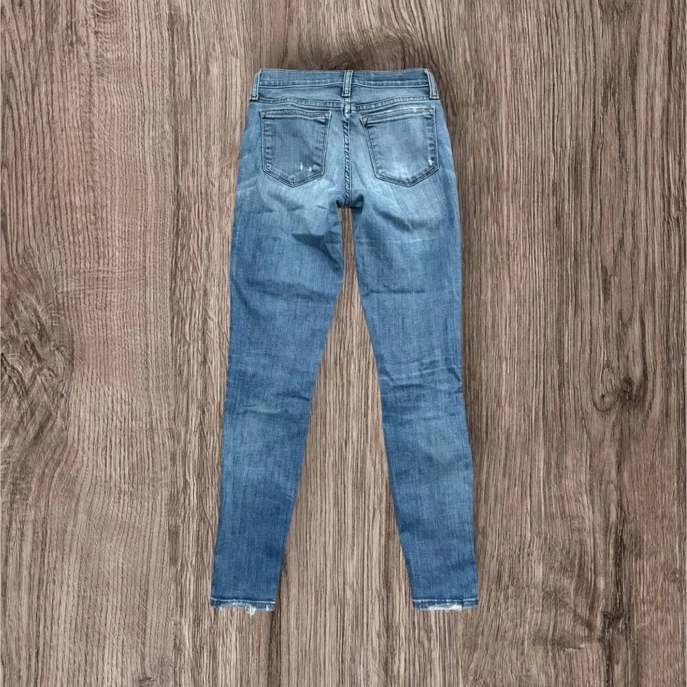 J.Crew Toothpick Skinny Jeans 25 Distressed Stretch Blue Ankle Denim